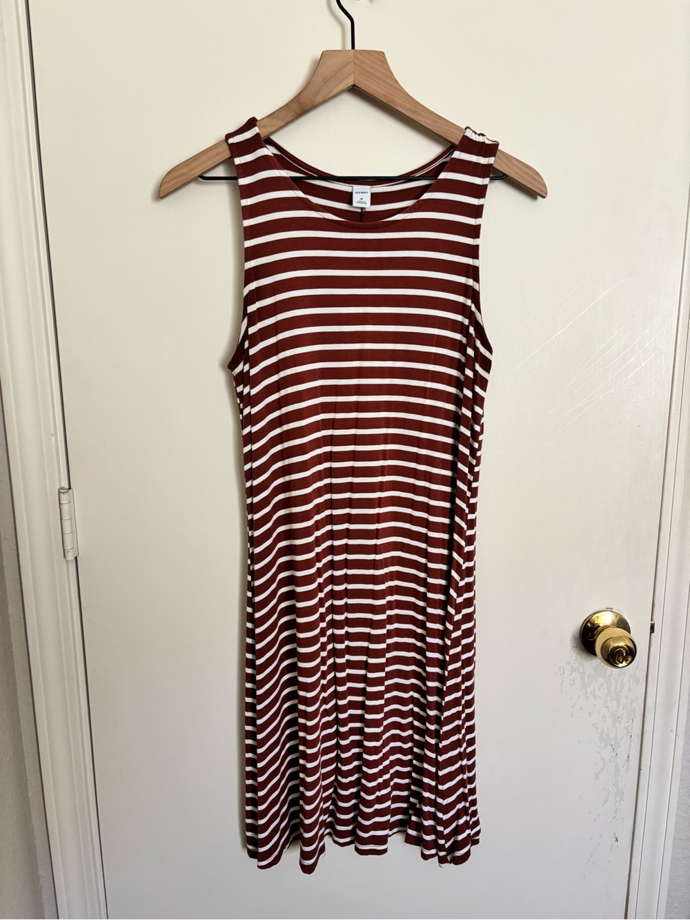 Old Navy Rust & White Striped Sleeveless Midi Dress
